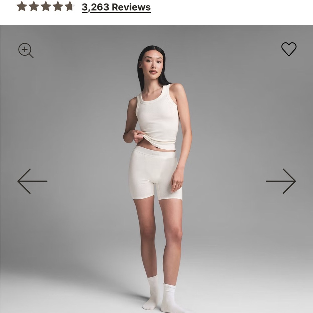 SKIMS Cream Tank Top and Shorts Set
